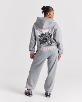 Vision Mid Length Hoodie - Grey/Pink/Black