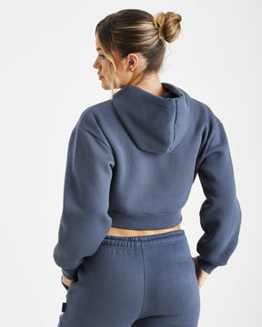 Kraze Cropped Hoodie - Navy