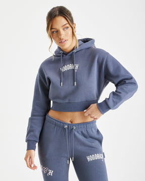 Calor Cropped Hoodie - Navy