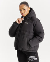 Lara Puffer Jacket - Black/Sliver