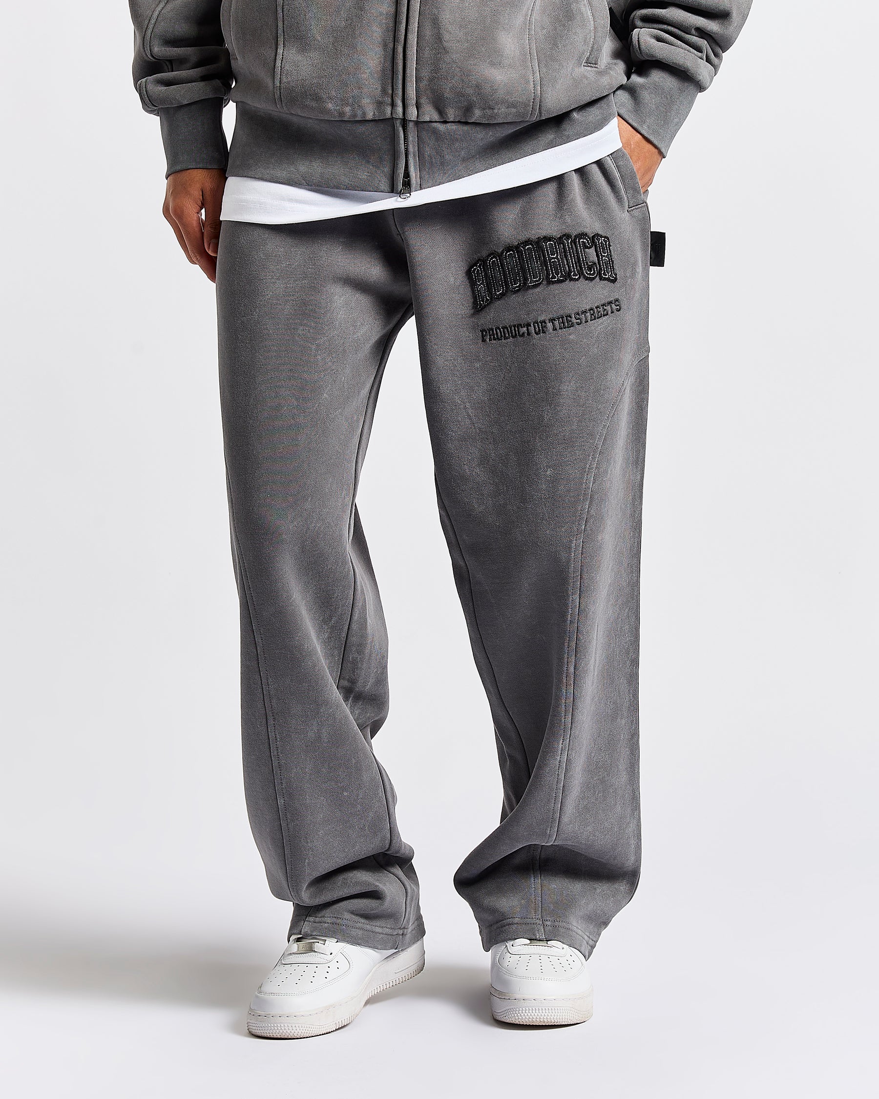 Cursed Oversized Wide Leg Jogger - Grey Wash/Black