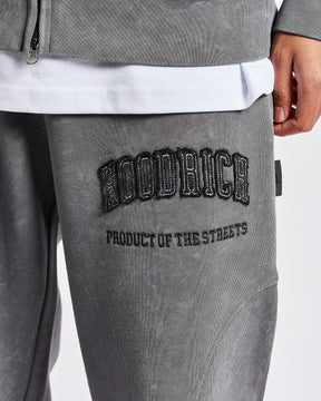 Cursed Oversized Wide Leg Jogger - Grey Wash/Black