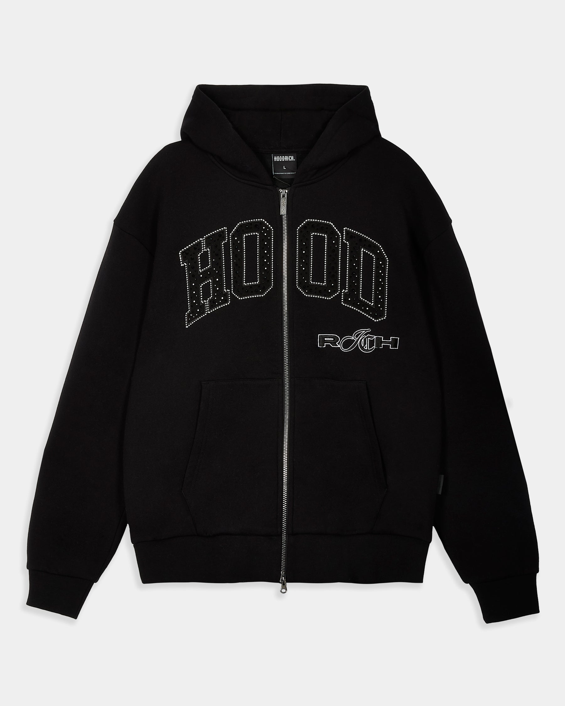 Captain Oversized Zip Hoodie - Black/White