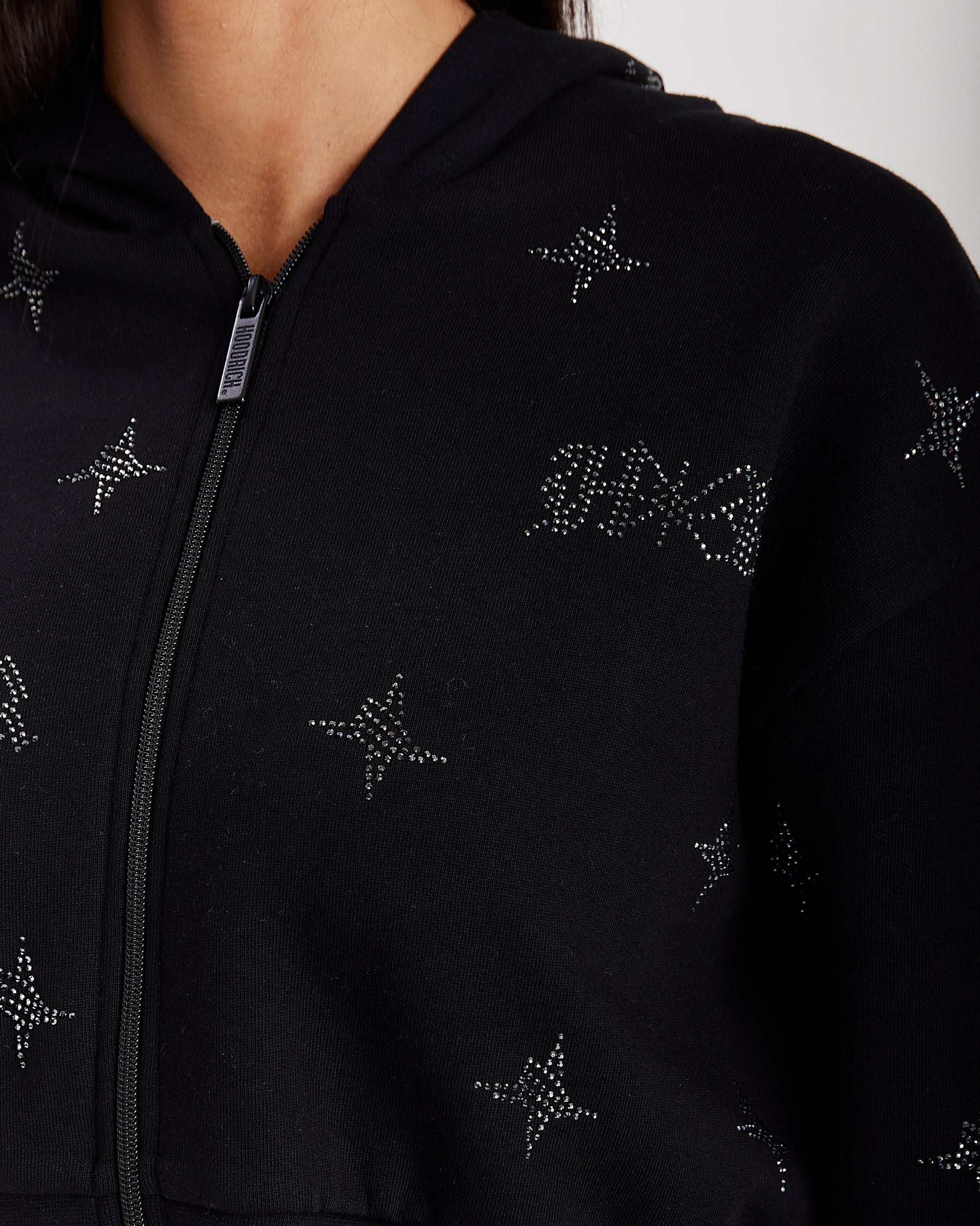 Razor Cropped Zip Hoodie - Black/Silver