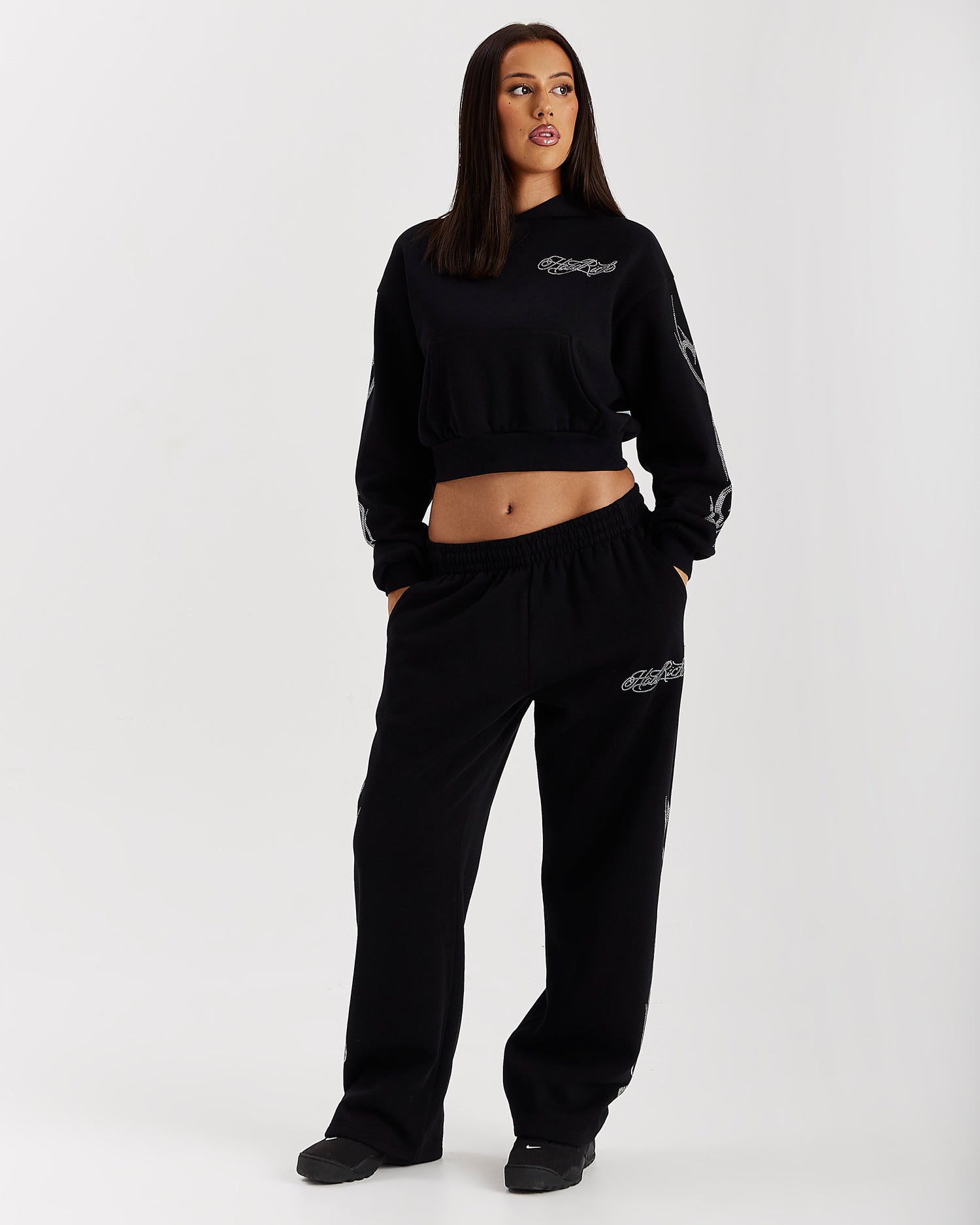 Morpho Oversized Wide Leg Joggers - Black/Silver