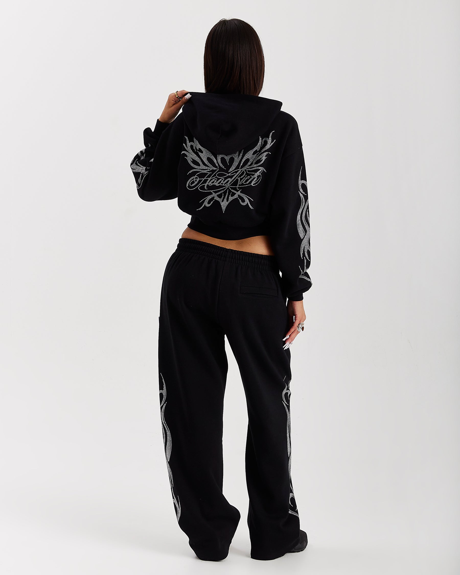 Morpho Oversized Wide Leg Joggers - Black/Silver