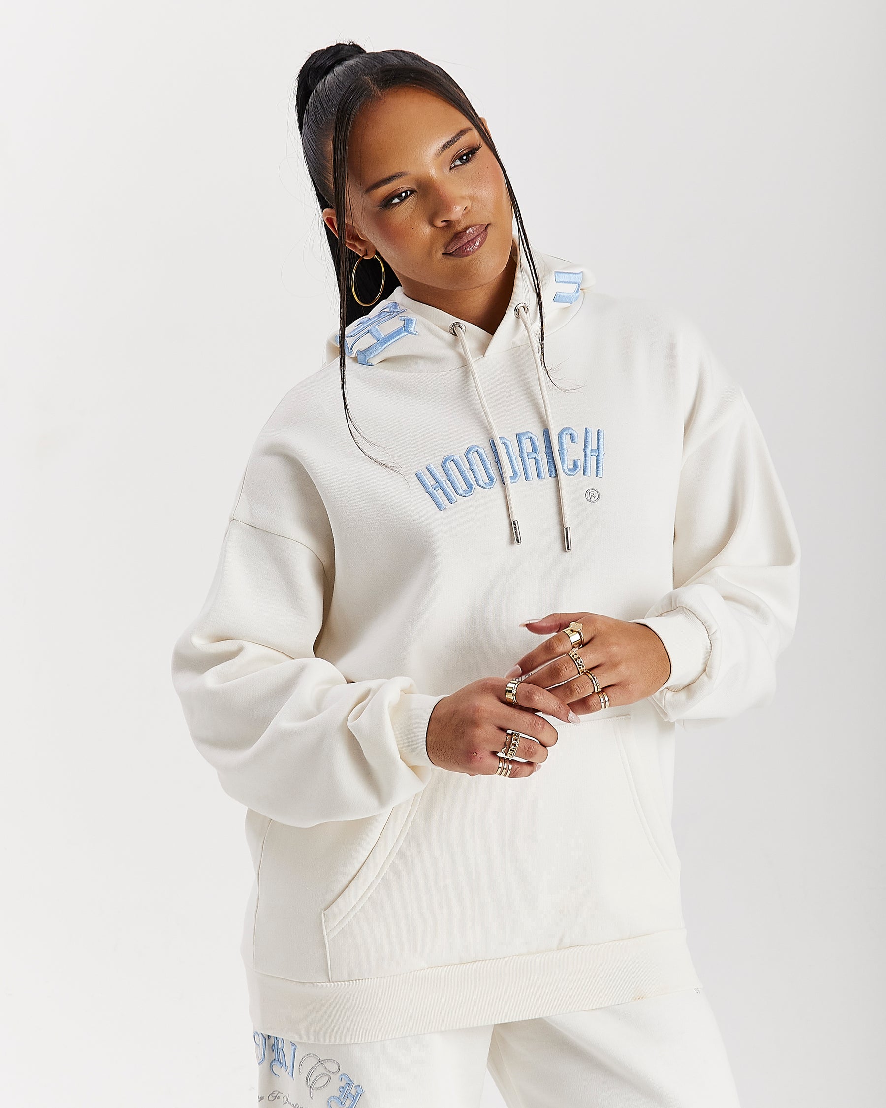Calor Oversized Hoodie - Off White/Blue