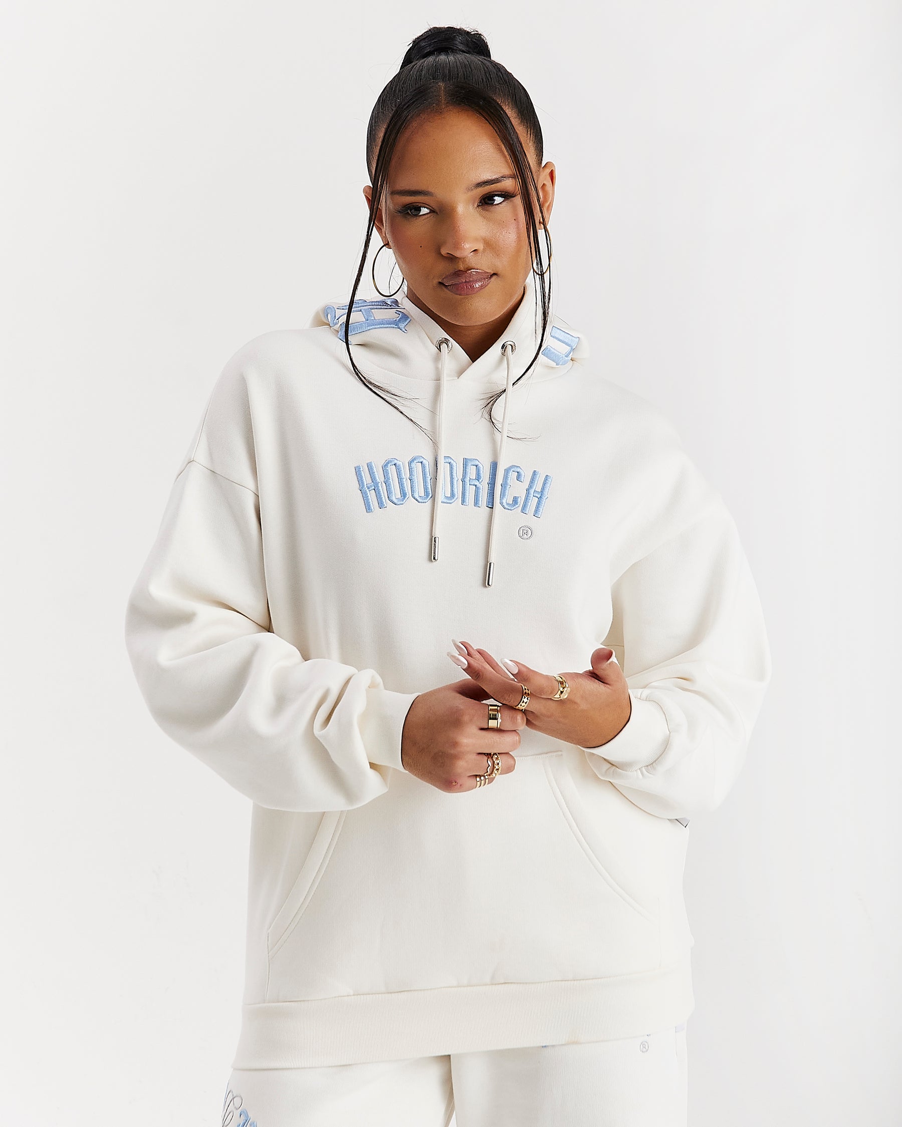 Calor Oversized Hoodie - Off White/Blue