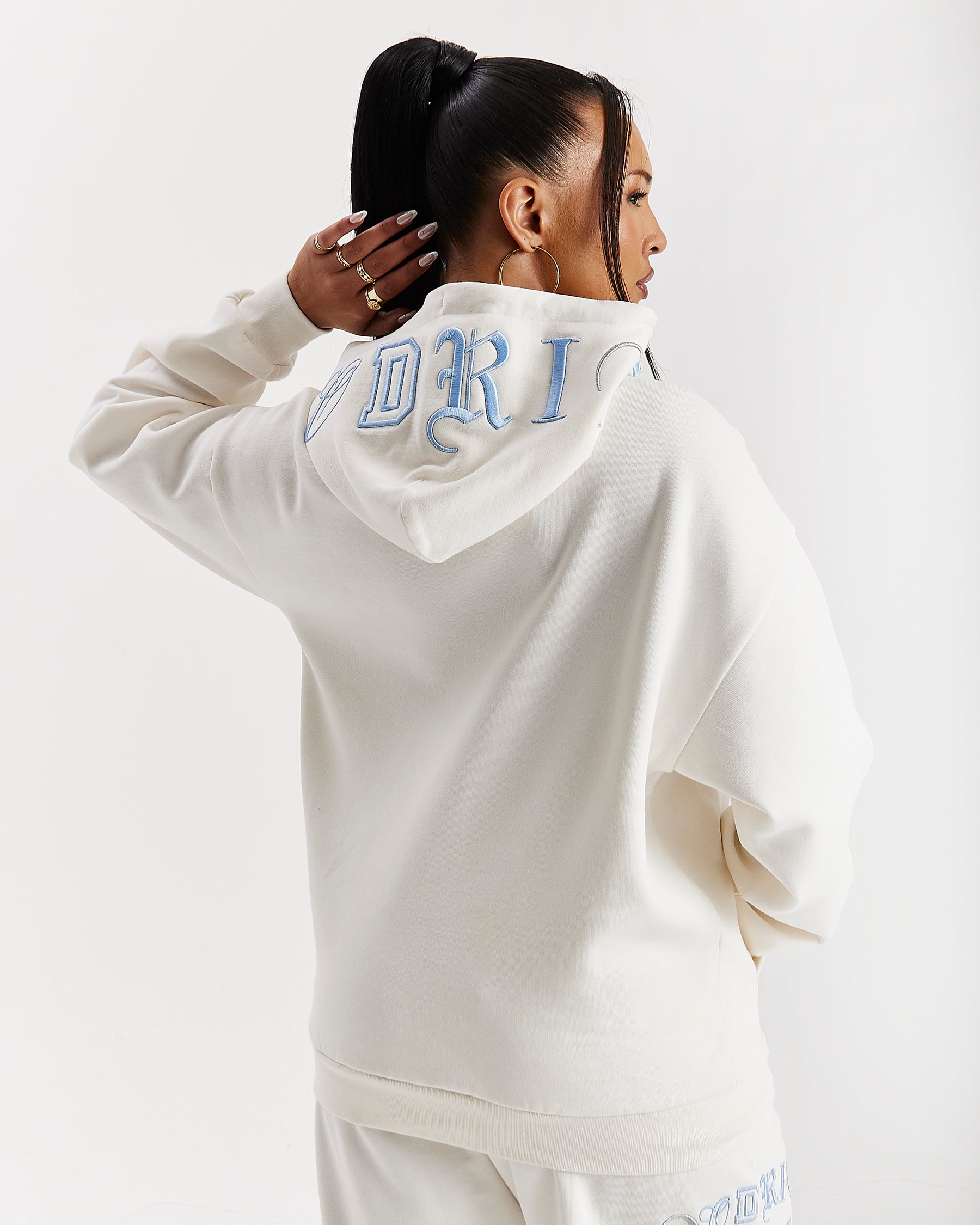 Calor Oversized Hoodie - Off White/Blue