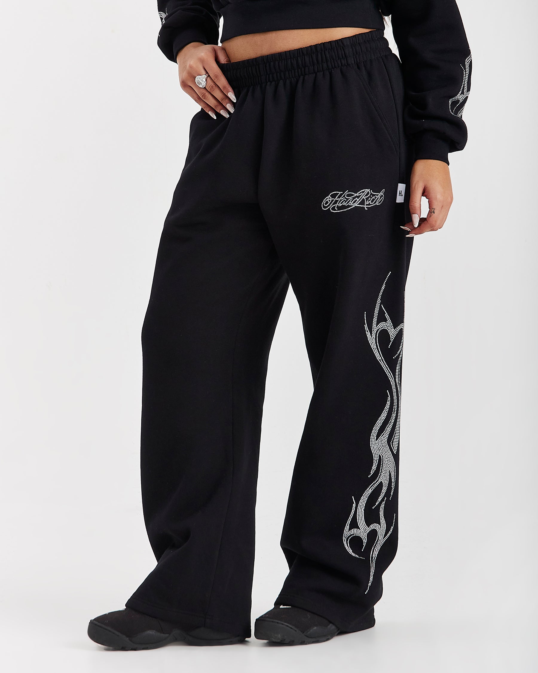 Morpho Oversized Wide Leg Joggers - Black/Silver