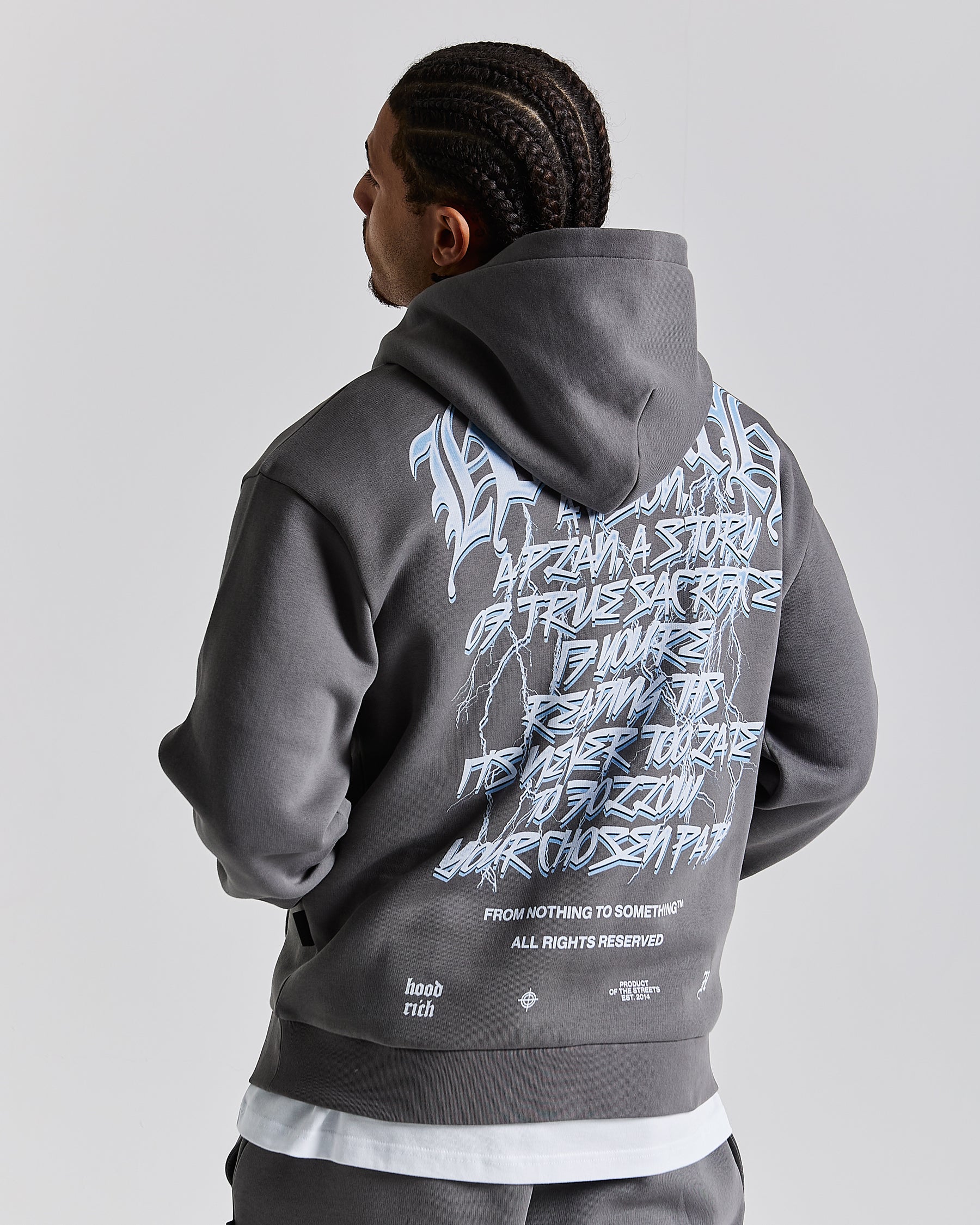 Tornado Oversized Hoodie - Grey/White/Blue