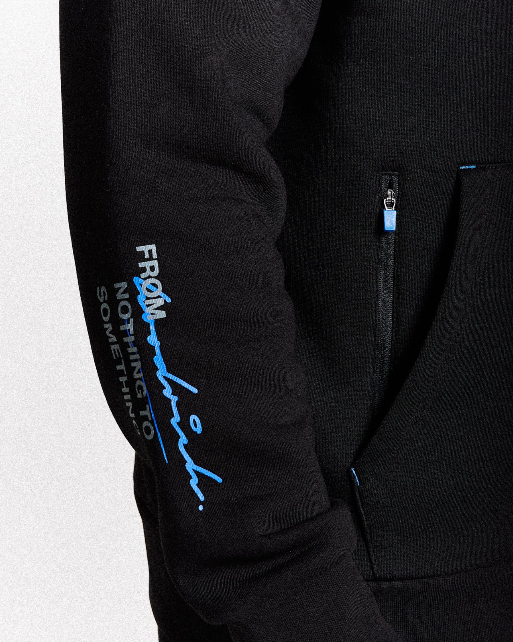 Flames Hoodie - Black/White/Blue
