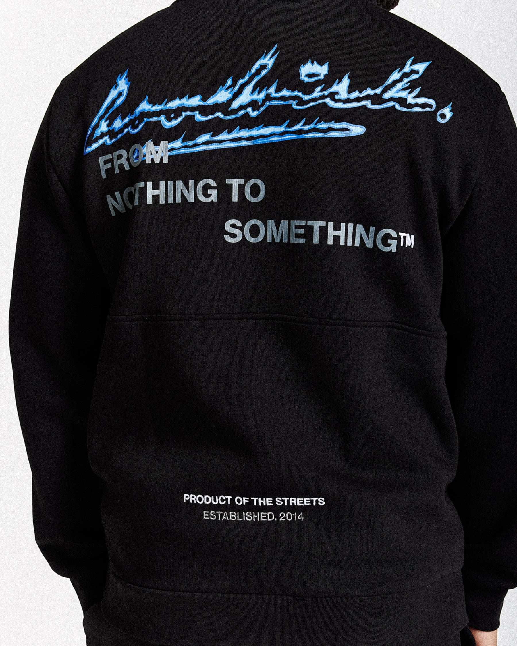 Flames Hoodie - Black/White/Blue