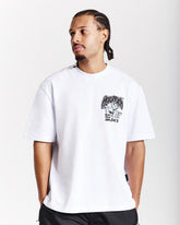 Fortune Oversized T-Shirt - White/Black/Blue