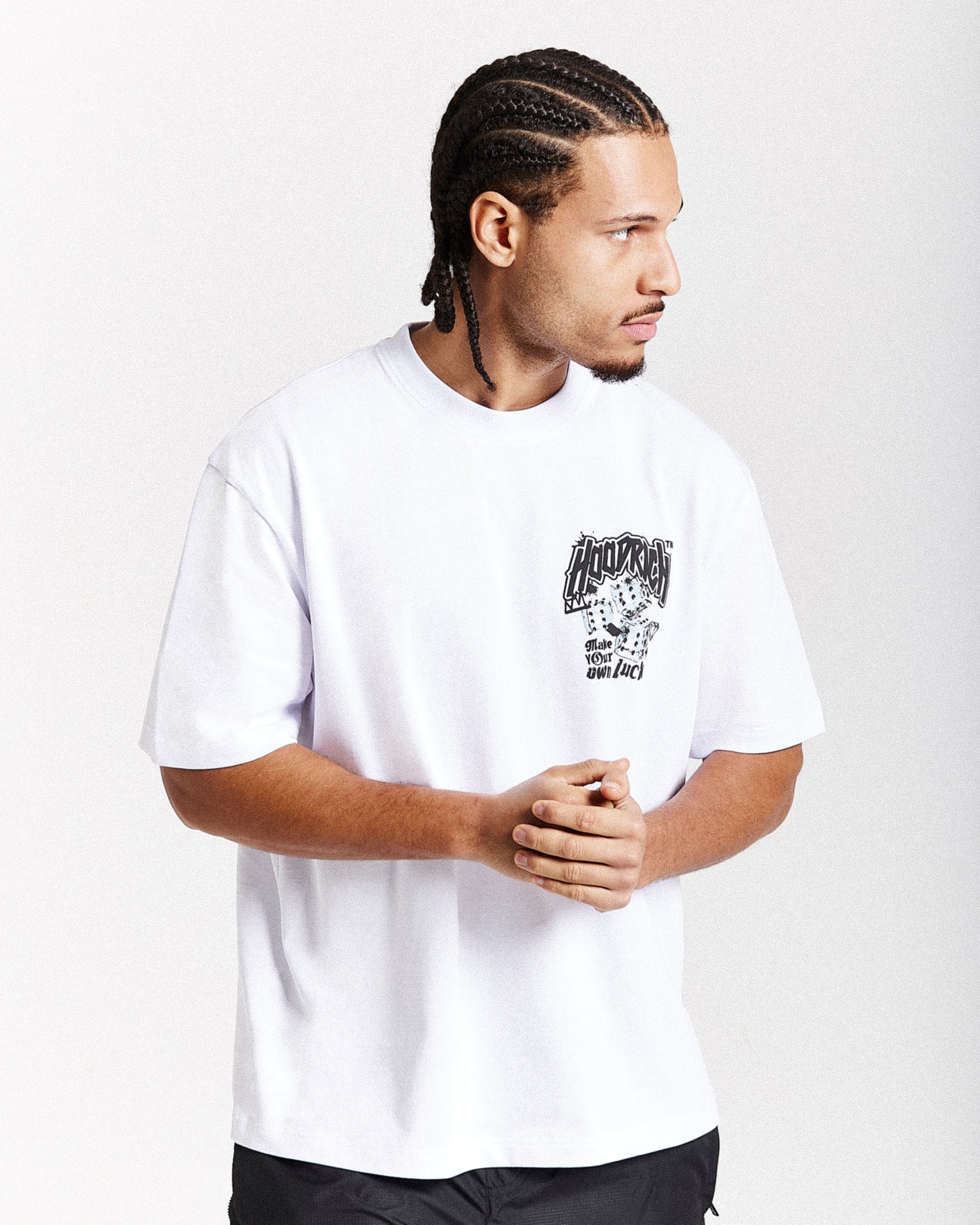Fortune Oversized T-Shirt - White/Black/Blue