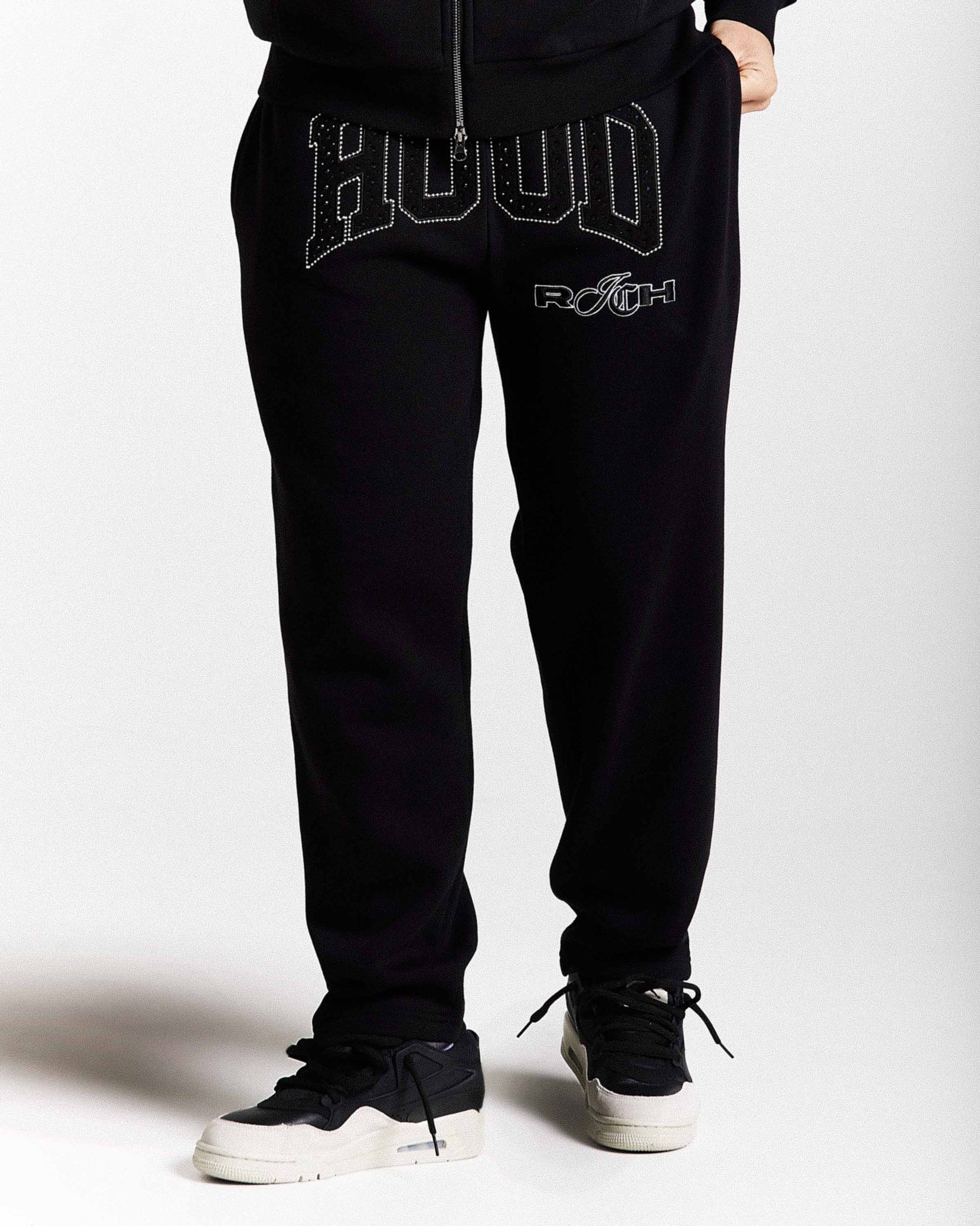 Captain Oversized Wide Leg Joggers - Black/White