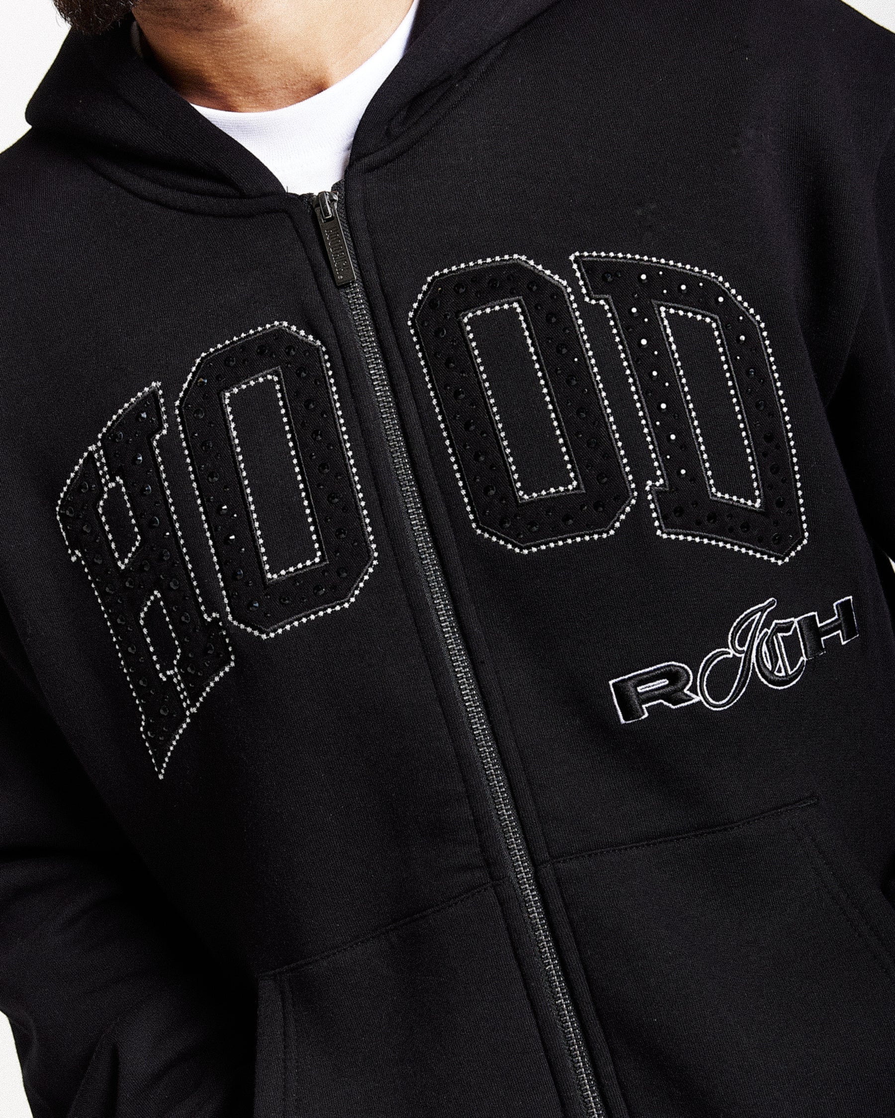 Captain Oversized Zip Hoodie - Black/White