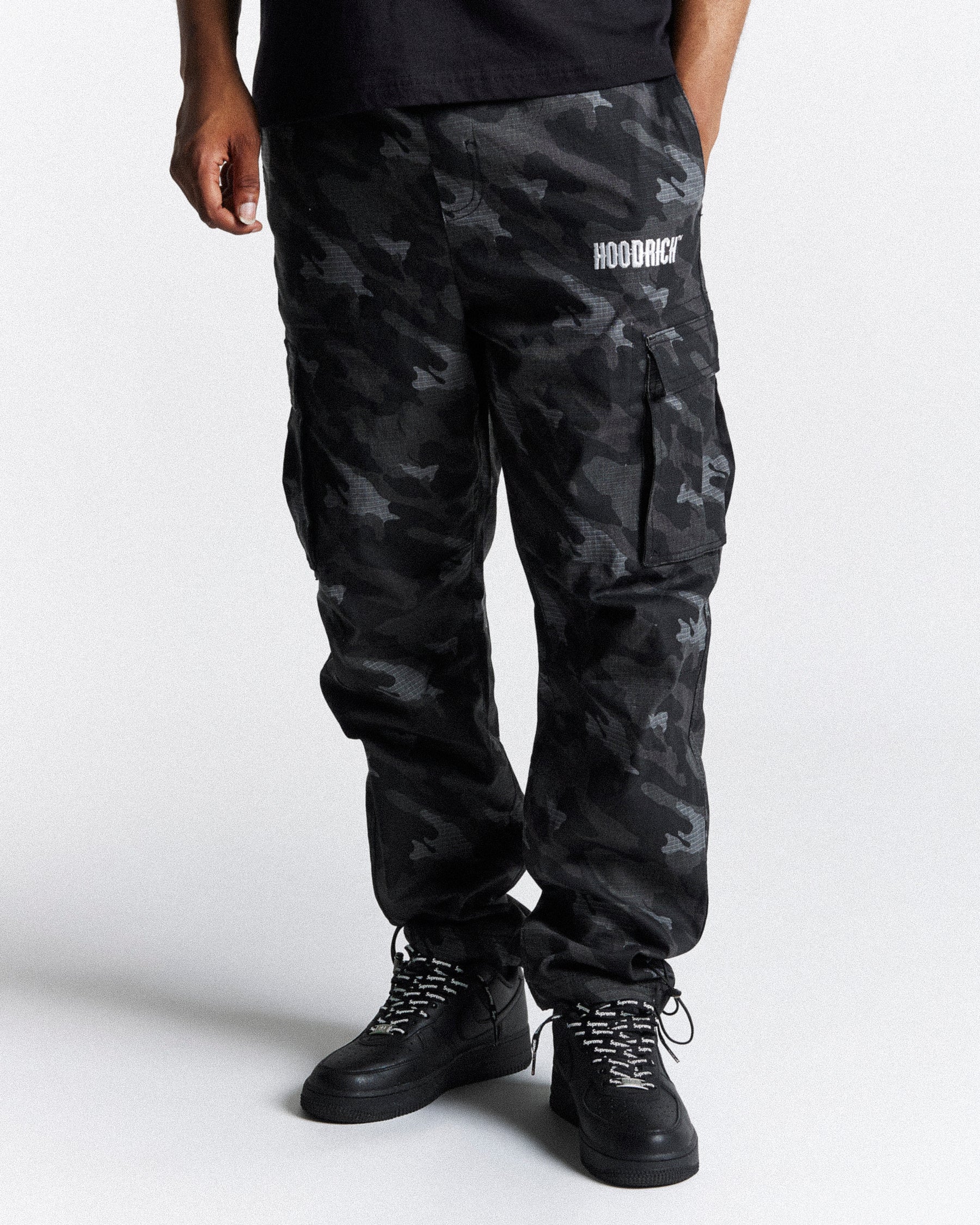 Catch Woven Cargo Pants - Black Camo/White/Grey