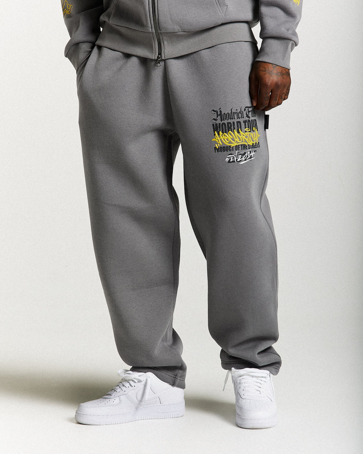 Stamp Tour Oversized Joggers - Grey/Black/Yellow