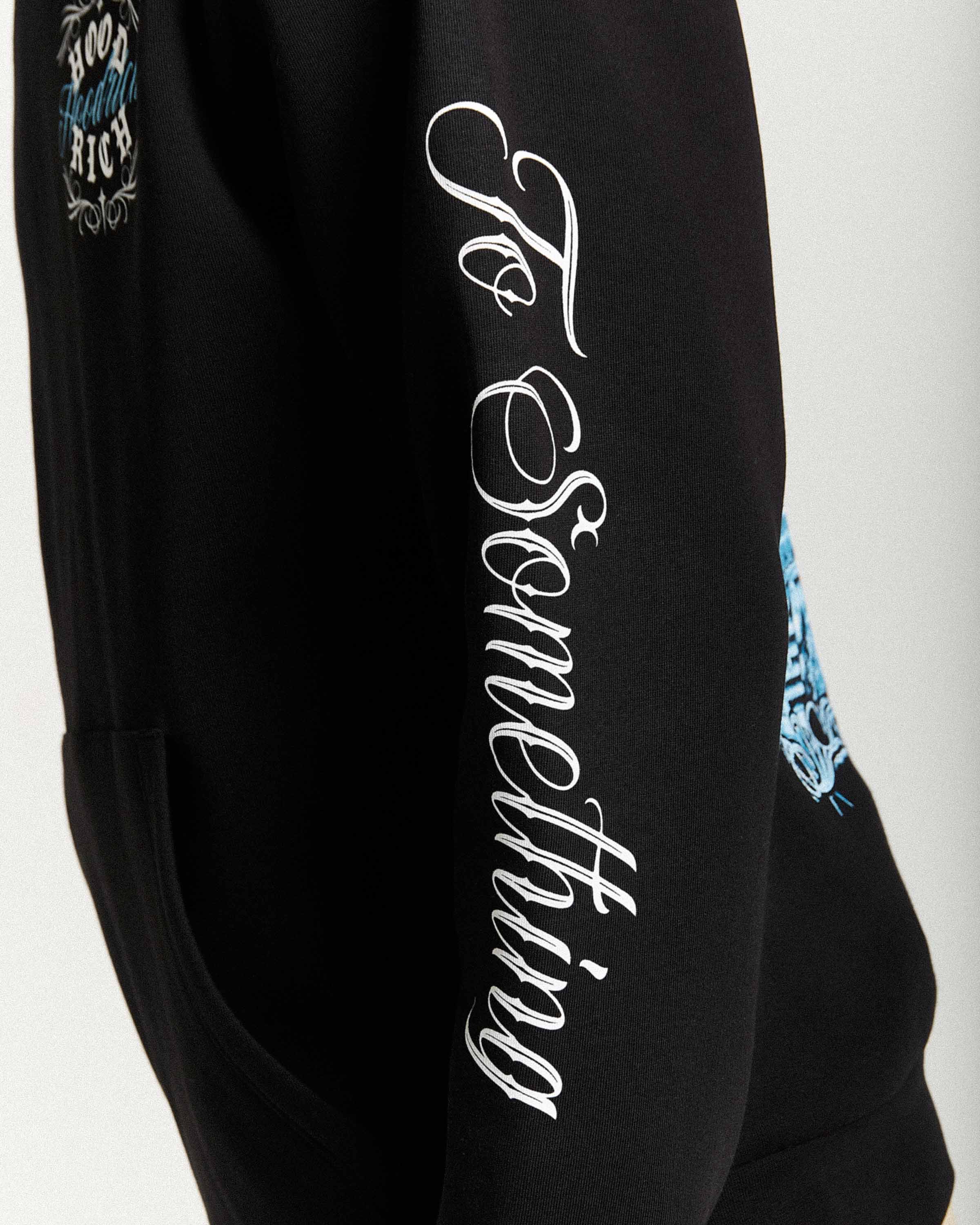 Rito Oversized Hoodie - Black/White/Blue
