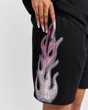 Erupt Sweatshorts - Black/Pinks