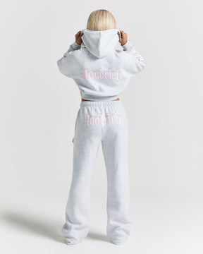 Totem Wide Leg Jogger - Light Grey/Pink/Rhinestone