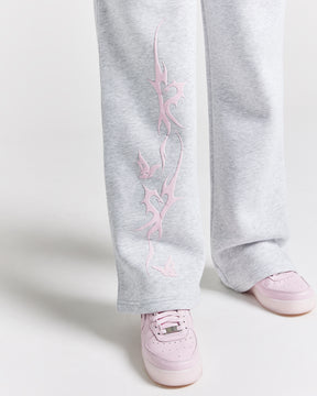 Totem Wide Leg Jogger - Light Grey/Pink/Rhinestone