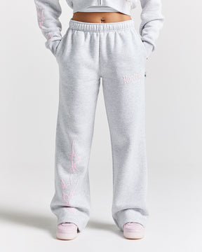 Totem Wide Leg Jogger - Light Grey/Pink/Rhinestone