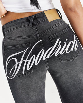 Script Wide Leg Jeans - Black Wash