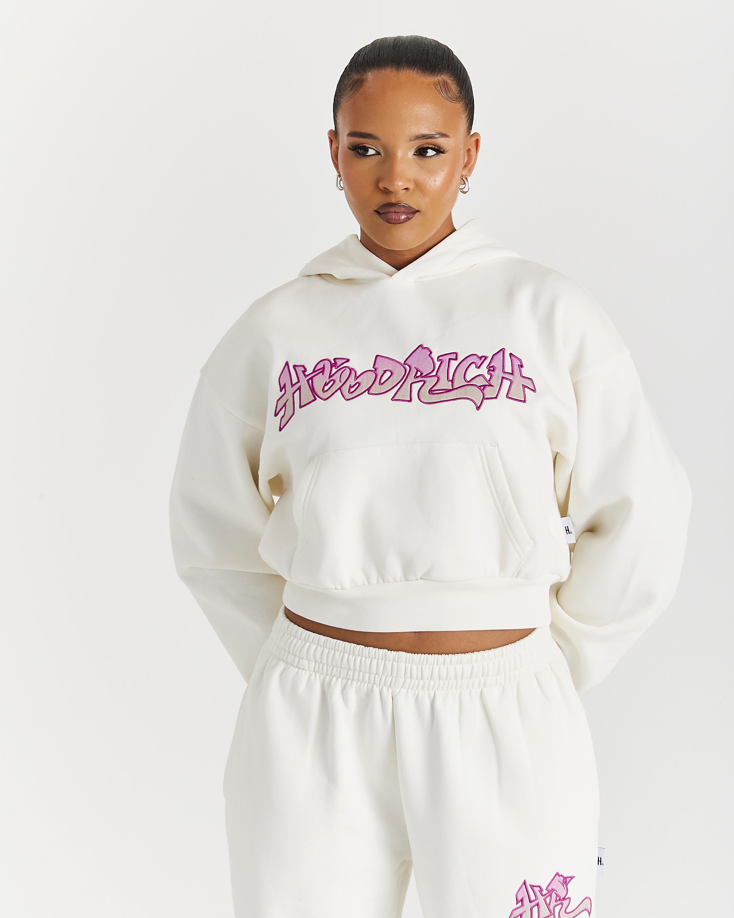 Lucky Boxy Hoodie - Cream/Pink